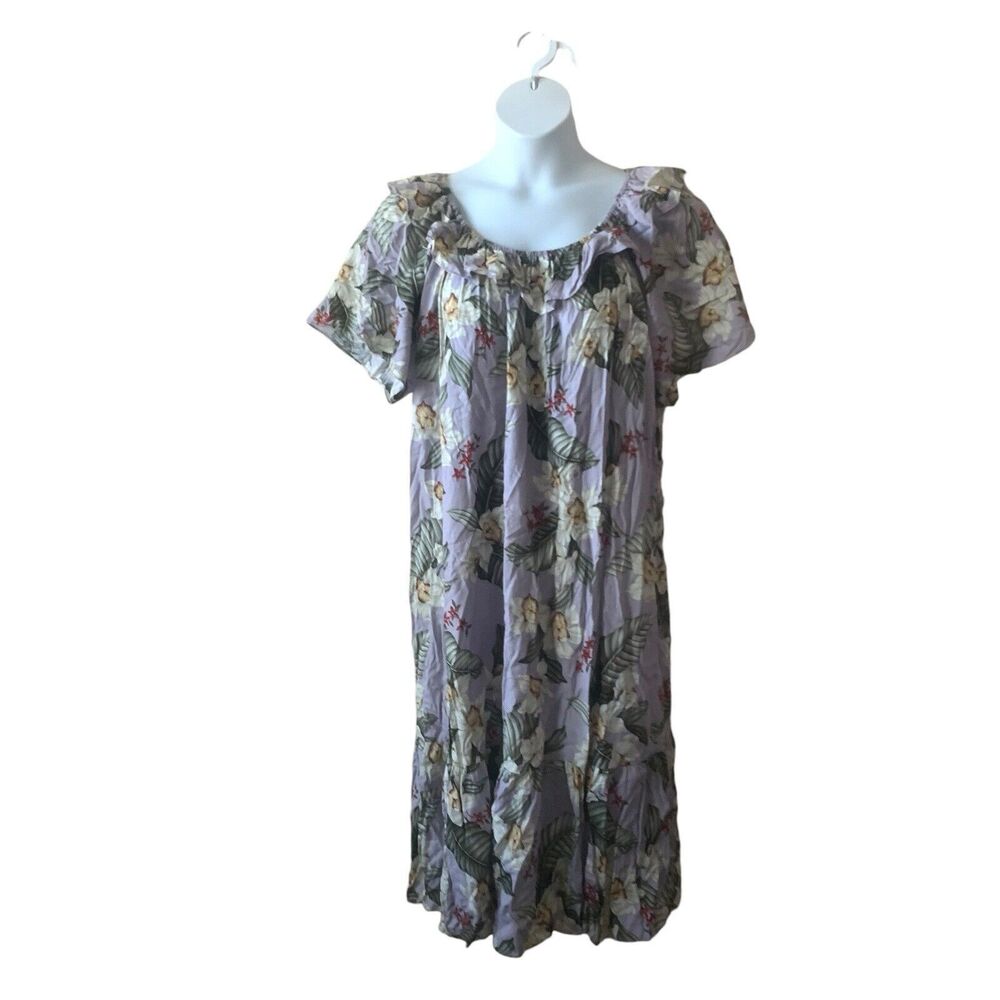 NWT Hilo Hattie Women's Muumuu Midi Dress Plus 2X Floral Hawaiian Made in USA
